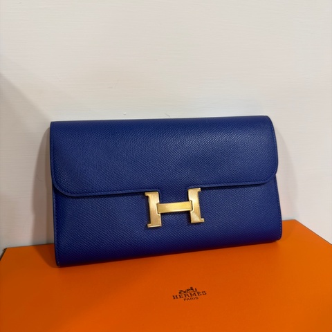 🈶購證 #全網最低驚爆價💰 #98新閒置 愛馬仕寶石藍金扣康康長夾