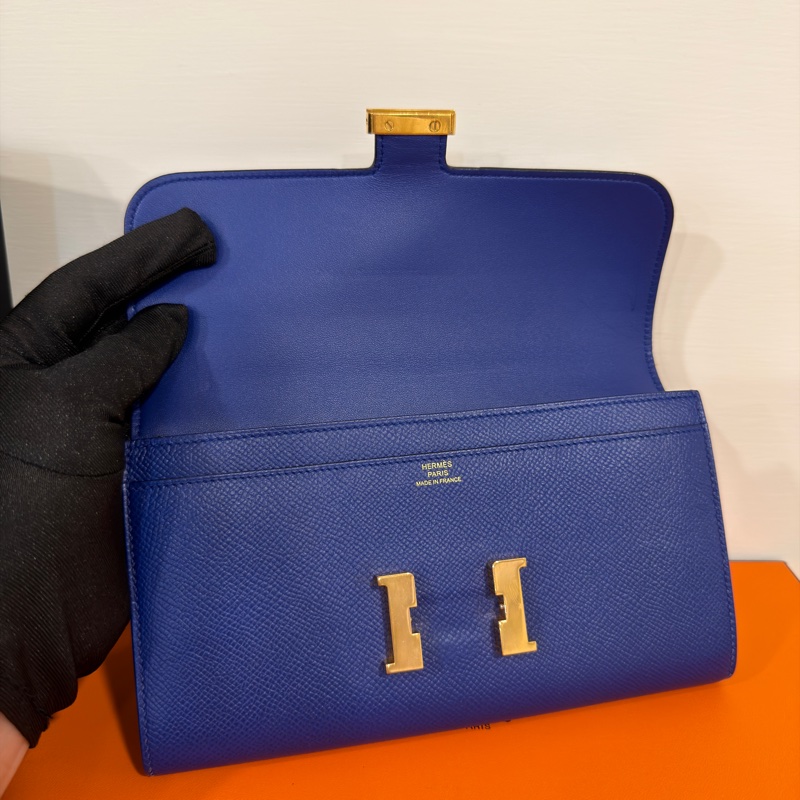 🈶購證 #全網最低驚爆價💰 #98新閒置 愛馬仕寶石藍金扣康康長夾-1