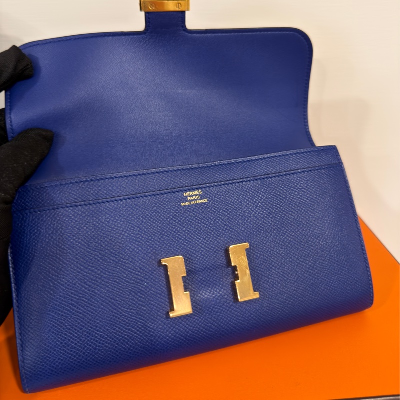 🈶購證 #全網最低驚爆價💰 #98新閒置 愛馬仕寶石藍金扣康康長夾-3