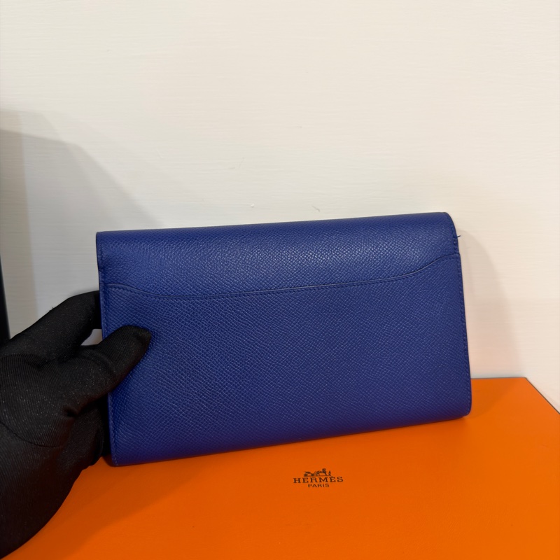 🈶購證 #全網最低驚爆價💰 #98新閒置 愛馬仕寶石藍金扣康康長夾-7