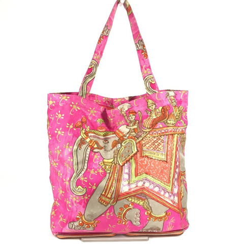 愛馬仕 Hermes 環保可折疊絲滑大像印花手提包單肩包真皮絲綢男女橙色