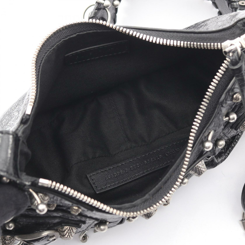 巴黎世家 (BALENCIAGA) LE CAGOLE 斜背包單肩包 671309 黑色皮革 二手 女士-2