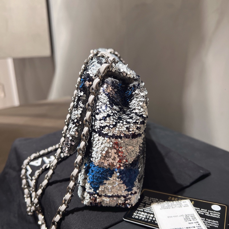 Chanel 香奈兒 CF大mini 2019年閒置近新品 聖誕亮片款 附卡 內裡乾淨 斜背包-1