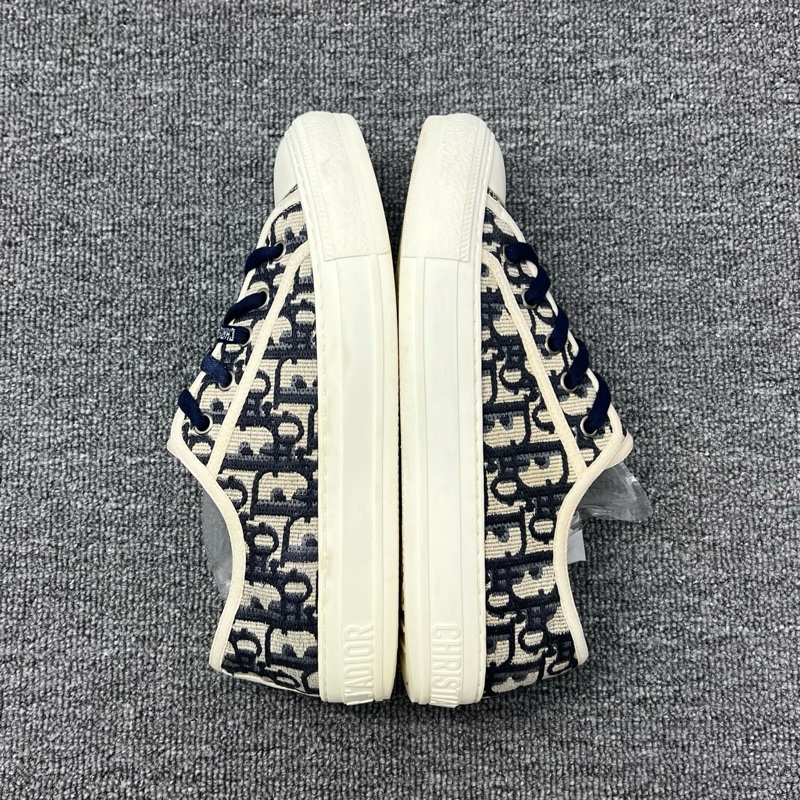 DIOR迪奧 Logo老花滿印 帆布鞋 低幫 板鞋 女款 藍色37碼-11