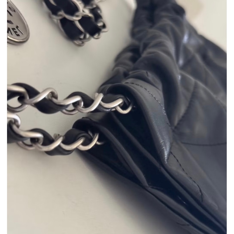 全網最低價🌟Chanel 22bag黑銀經典 小號 芯片款 垃圾袋包 香奈兒正品-7