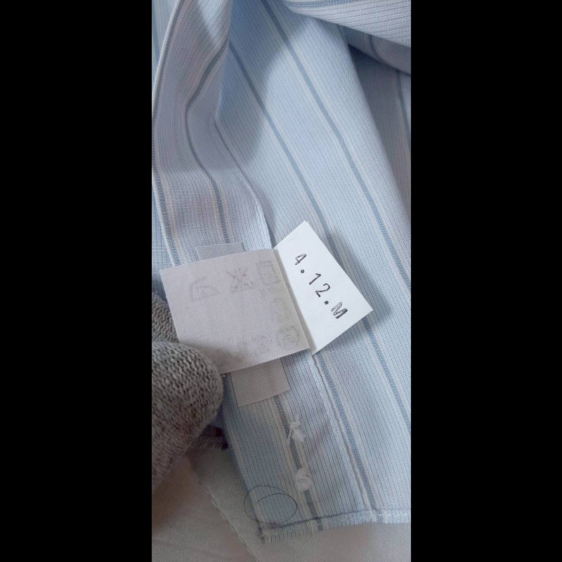 日本購入YSL YVES SAINT LAURENT 聖羅蘭 男淺藍條紋長袖襯衫M-8