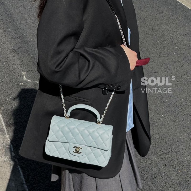 CHANEL 21K Handle mini CF20 - 寶寶藍-11