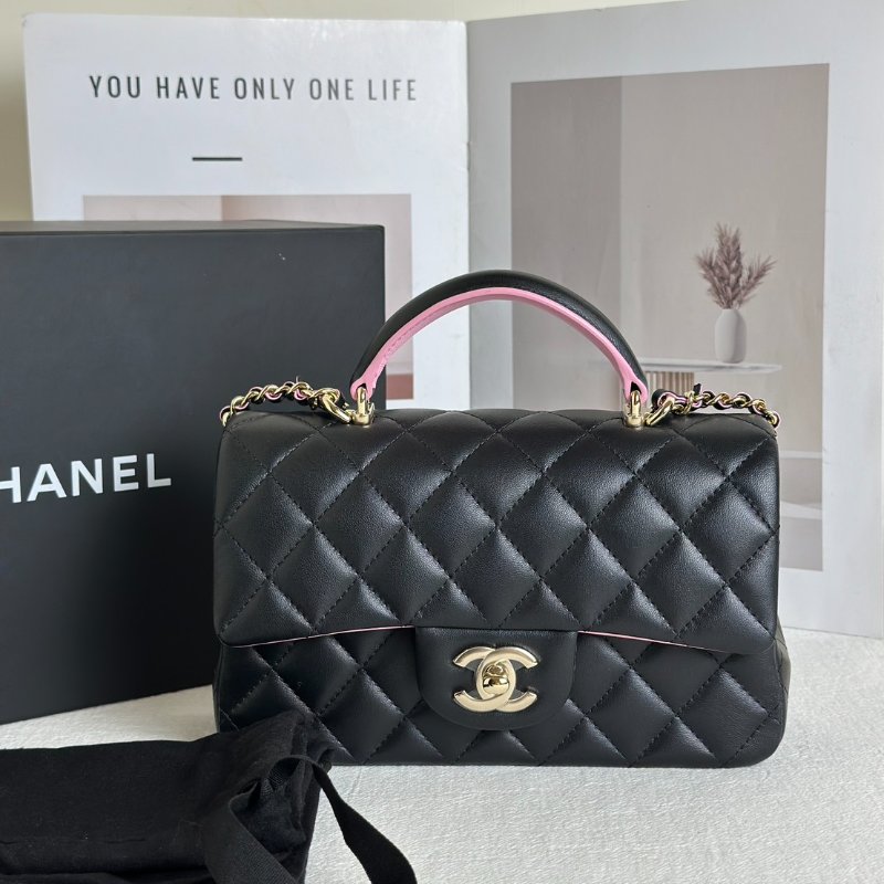 CHANEL 23P Handle mini CF20 - 黑粉金-9
