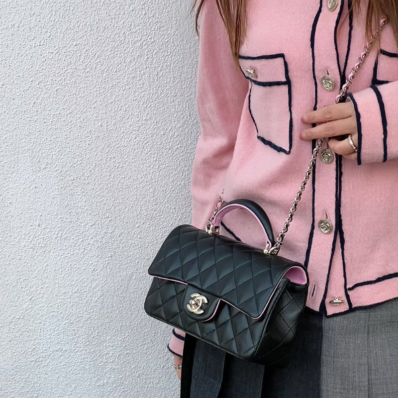 CHANEL 23P Handle mini CF20 - 黑粉金-11