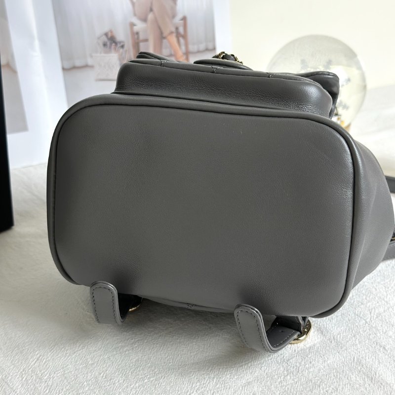 CHANEL Duma小羊皮後背包 - 小號深灰金-5