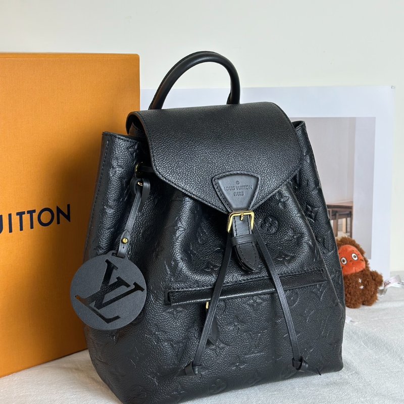 LOUIS VUITTON Montsouris壓紋牛皮後背包 - 黑-2
