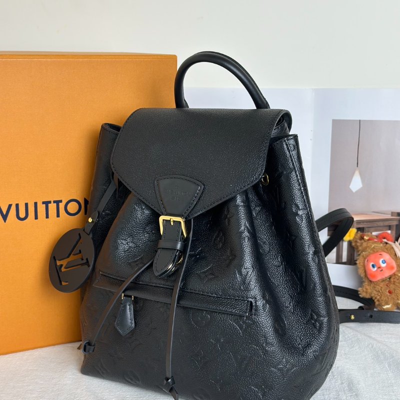 LOUIS VUITTON Montsouris壓紋牛皮後背包 - 黑-3