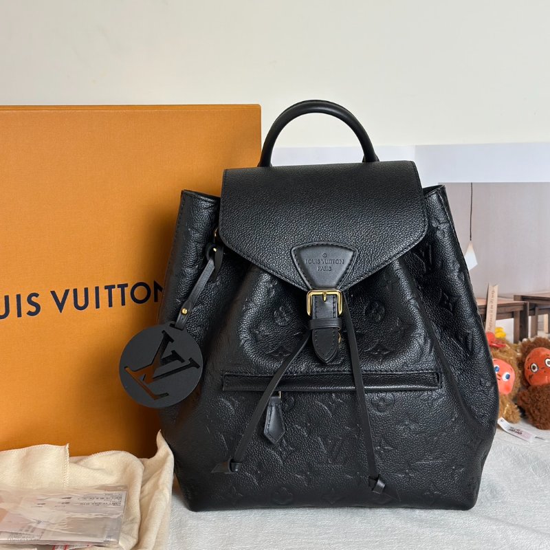 LOUIS VUITTON Montsouris壓紋牛皮後背包 - 黑-12