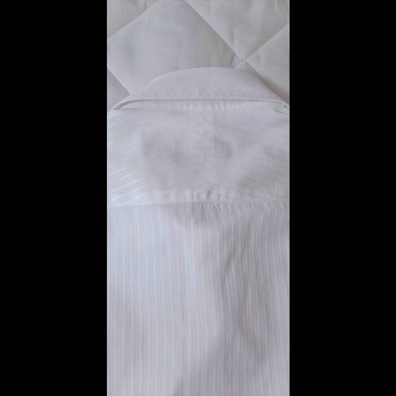 絕版BURBERRY 博柏利 BLACK LABEL 黑標 戰馬 男白色條紋長袖襯衫42號-3