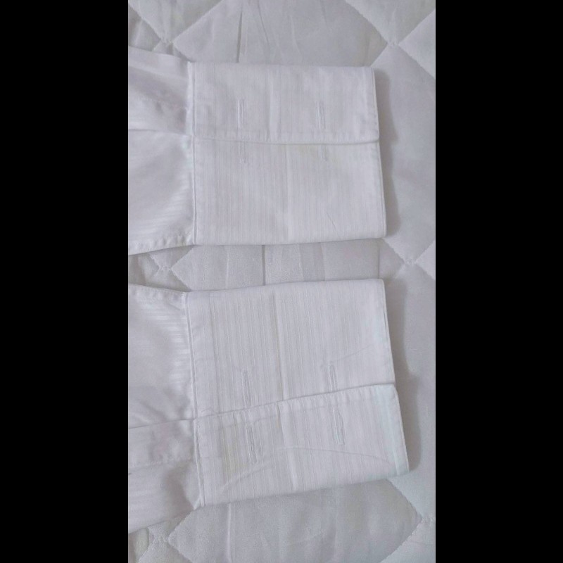 絕版BURBERRY 博柏利 BLACK LABEL 黑標 戰馬 男白色條紋長袖襯衫42號-4