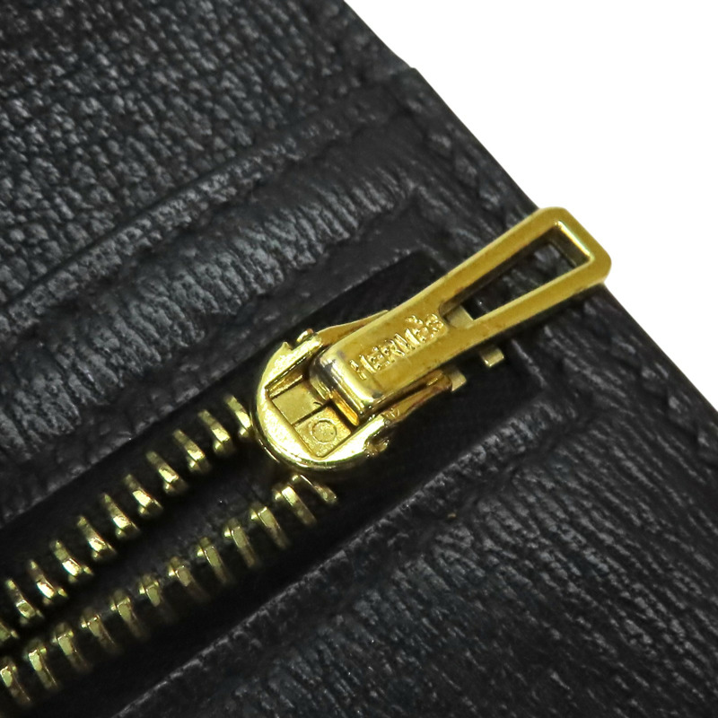 黑色 鱷魚皮 Bearn Compact 兩折短夾 Z刻 金扣【HERMES 愛馬仕】 H039786CC-10