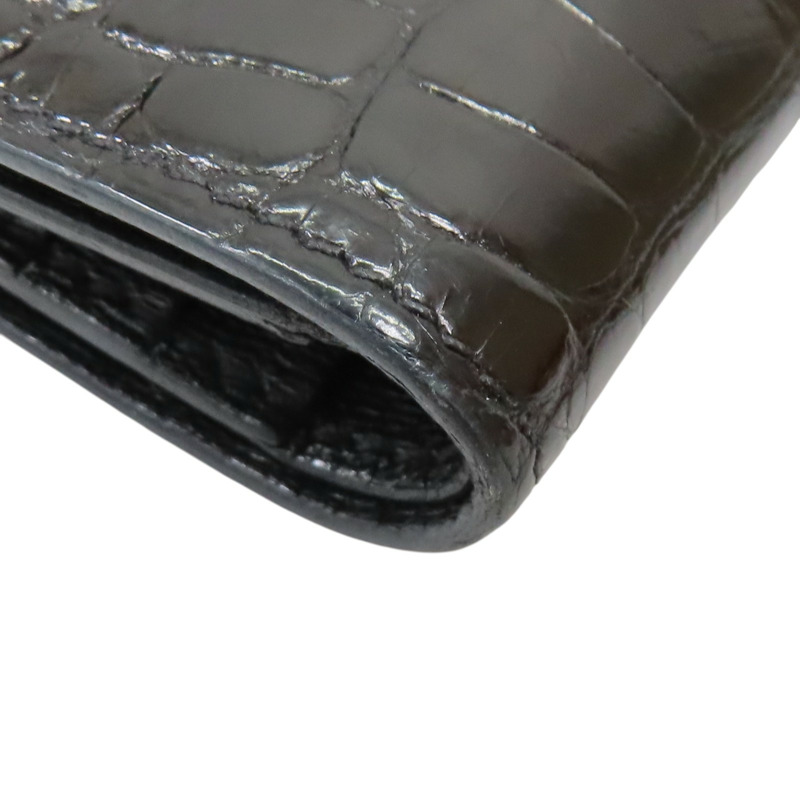 黑色 鱷魚皮 Bearn Compact 兩折短夾 Z刻 金扣【HERMES 愛馬仕】 H039786CC-11