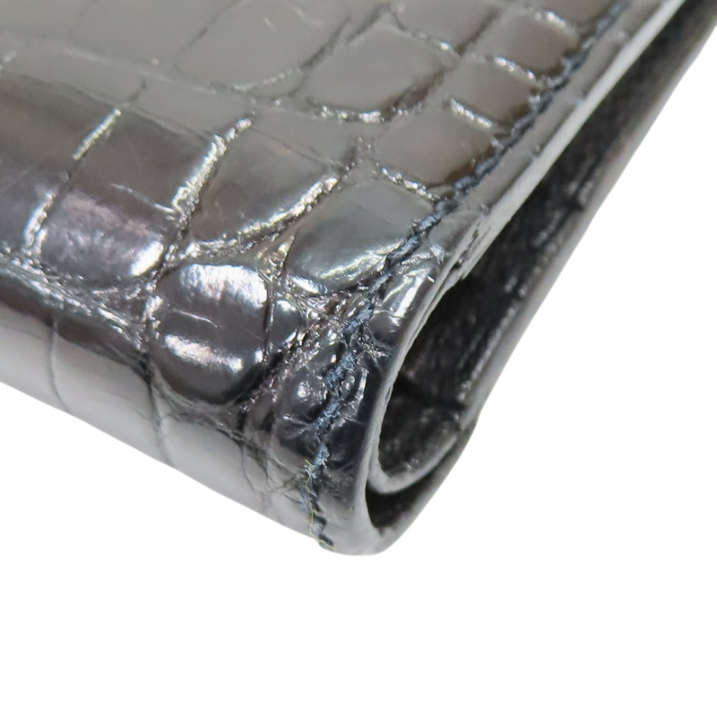 黑色 鱷魚皮 Bearn Compact 兩折短夾 Z刻 金扣【HERMES 愛馬仕】 H039786CC-12