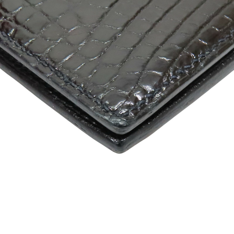 黑色 鱷魚皮 Bearn Compact 兩折短夾 Z刻 金扣【HERMES 愛馬仕】 H039786CC-14