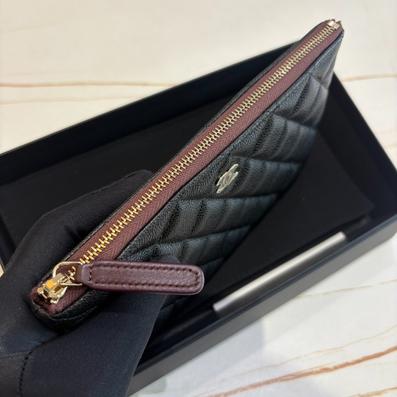 *SHIHNA名牌精品* CHANEL 黑色荔枝牛皮金釦拉鍊大零錢包-2