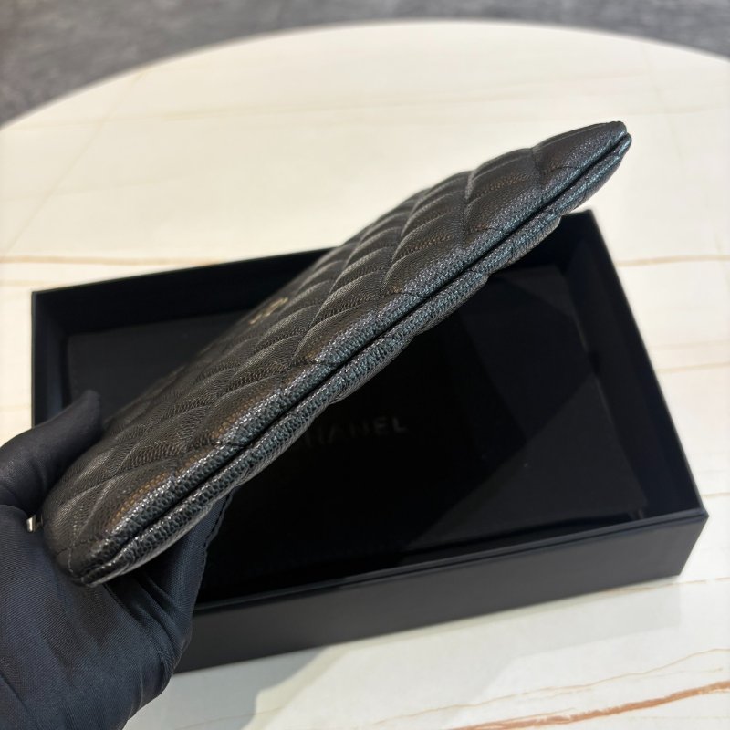 *SHIHNA名牌精品* CHANEL 黑色荔枝牛皮金釦拉鍊大零錢包-3