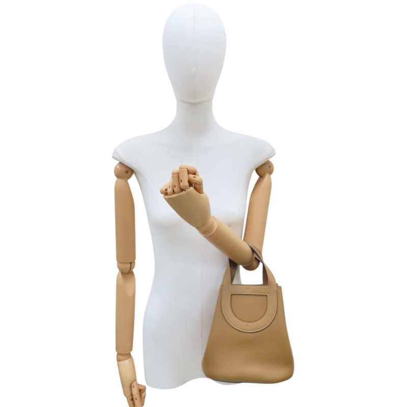 餅乾色 Clemence 牛皮 In The Loop 18 手提包 B刻【HERMES 愛馬仕】-7