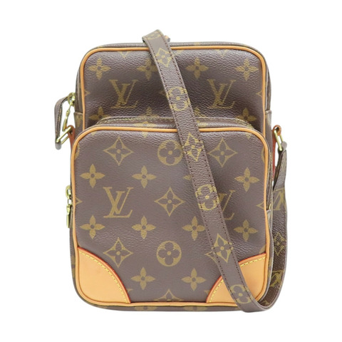 棕色 原花帆布 Amazone 肩背包【LOUIS VUITTON LV 路易威登】 M45236