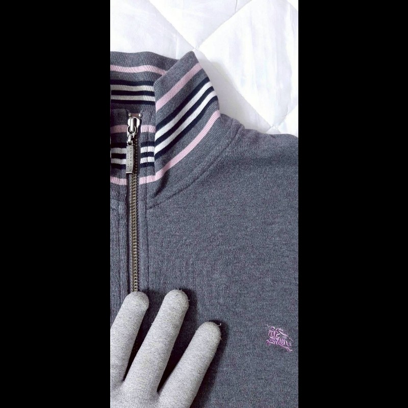 絕版BURBERRY 博柏利 BLACK LABEL 黑標 戰馬 男灰色立領運動休閒外套3號-4