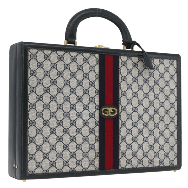 【日本直送】GUCCI GG Supreme Sherry Line 旅行箱 PVC 海軍藍金色 正品 ki6345-0