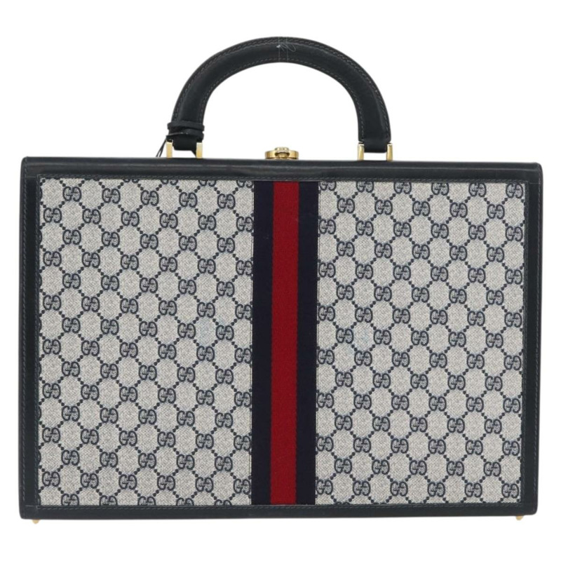 【日本直送】GUCCI GG Supreme Sherry Line 旅行箱 PVC 海軍藍金色 正品 ki6345-1