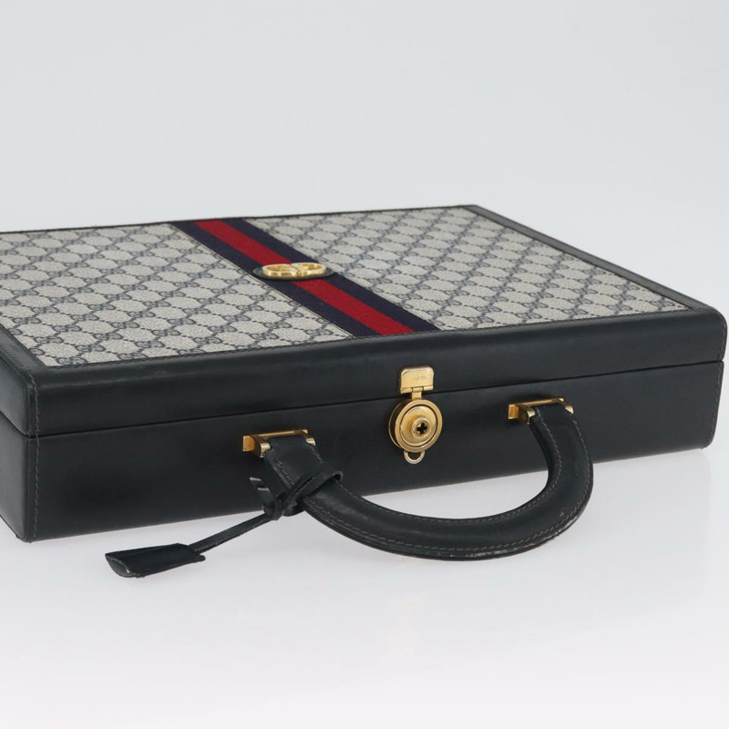 【日本直送】GUCCI GG Supreme Sherry Line 旅行箱 PVC 海軍藍金色 正品 ki6345-5