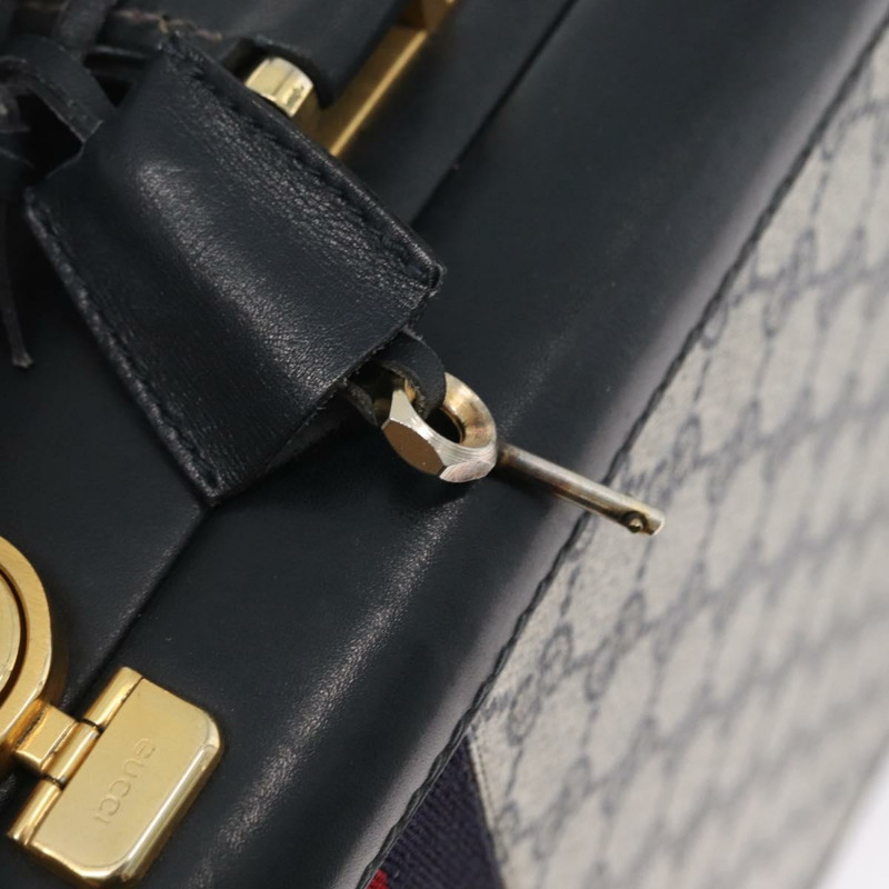 【日本直送】GUCCI GG Supreme Sherry Line 旅行箱 PVC 海軍藍金色 正品 ki6345-8