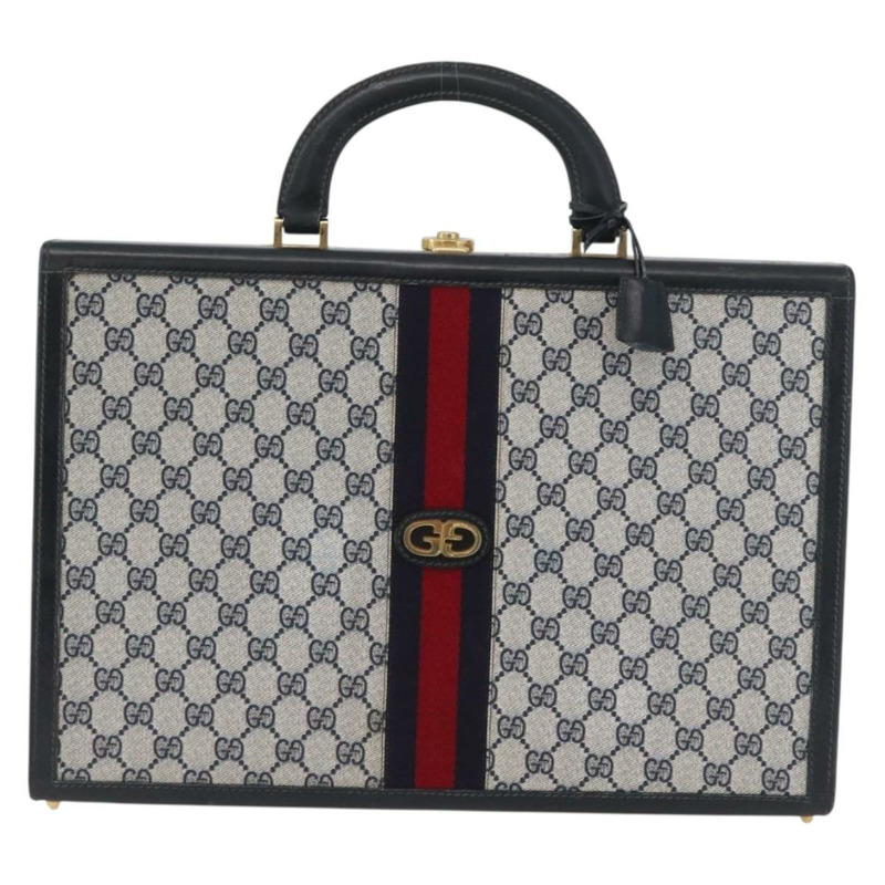 【日本直送】GUCCI GG Supreme Sherry Line 旅行箱 PVC 海軍藍金色 正品 ki6345-12