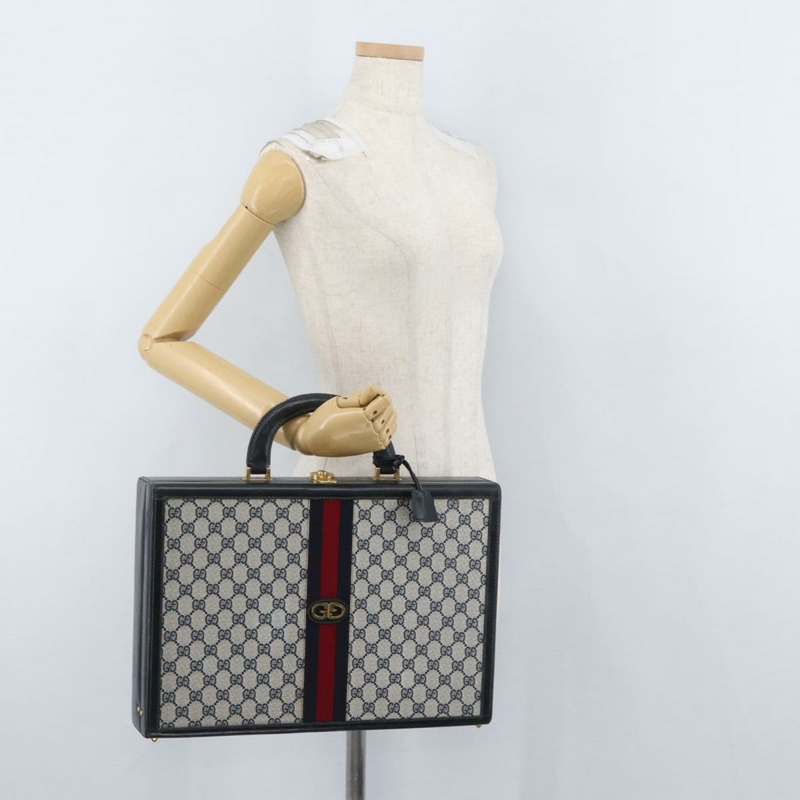 【日本直送】GUCCI GG Supreme Sherry Line 旅行箱 PVC 海軍藍金色 正品 ki6345-22