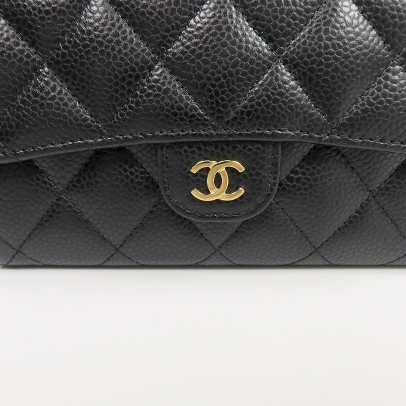 CHANEL 牛皮皮革Long Wallet金扣長錢包-6