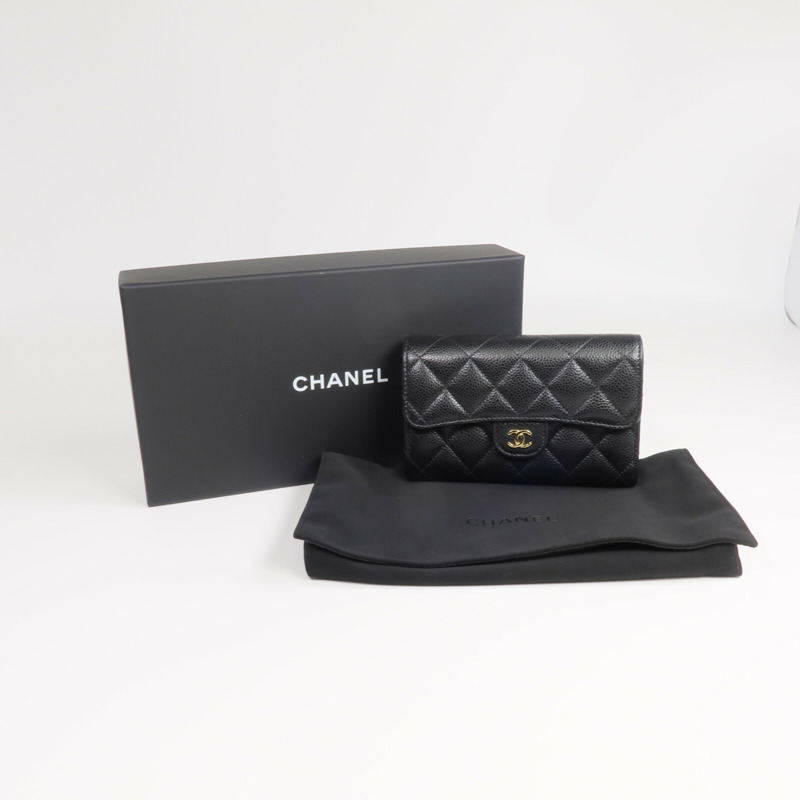 CHANEL 牛皮皮革Long Wallet金扣長錢包-18