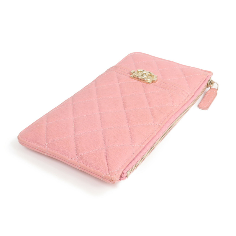 CHANEL 牛皮皮革Zipper Long Wallet金扣長錢包-3