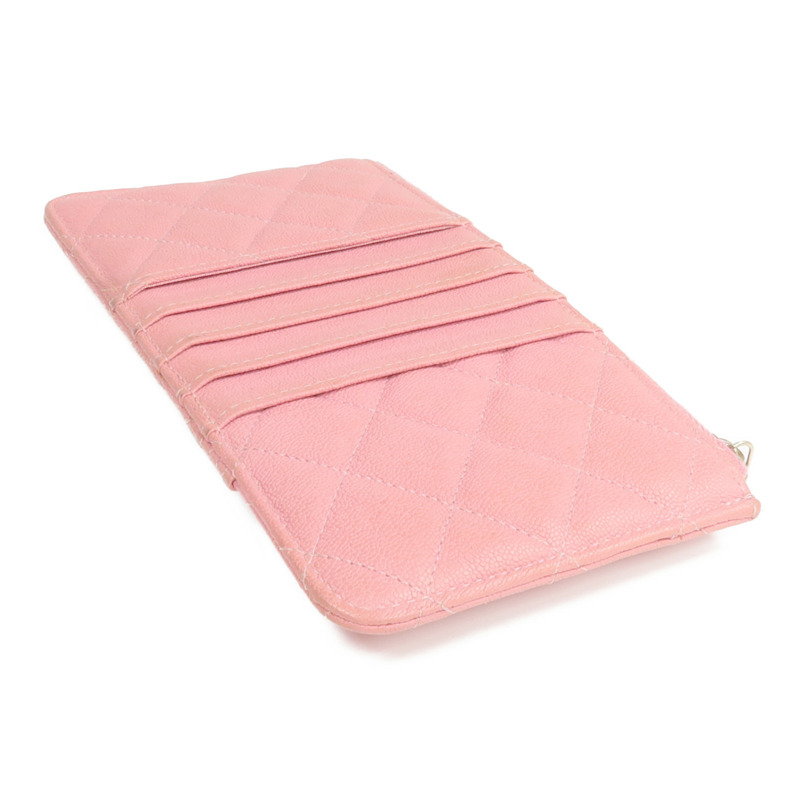 CHANEL 牛皮皮革Zipper Long Wallet金扣長錢包-4