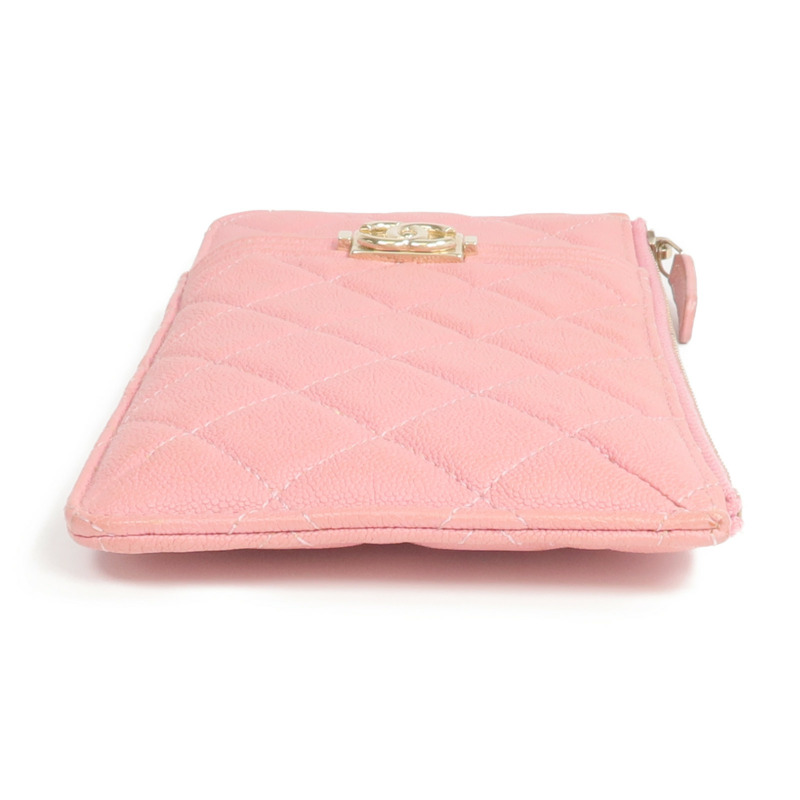 CHANEL 牛皮皮革Zipper Long Wallet金扣長錢包-5