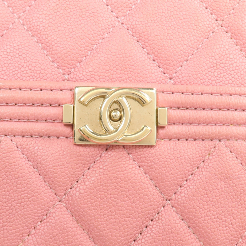 CHANEL 牛皮皮革Zipper Long Wallet金扣長錢包-10