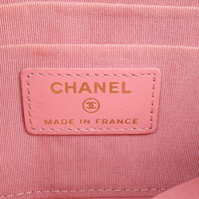 CHANEL 牛皮皮革Zipper Long Wallet金扣長錢包-14