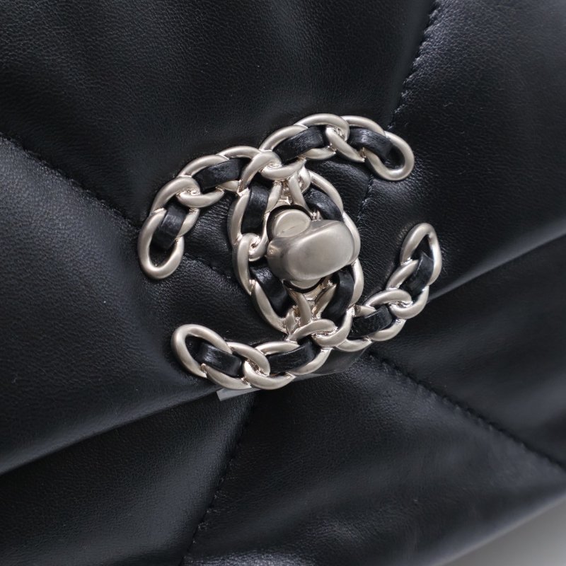 CHANEL 19 Bag 菱格紋羊皮手提肩背包 26 - 黑銀-12