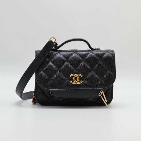 CHANEL 粒面牛皮郵差包 - mini黑金
