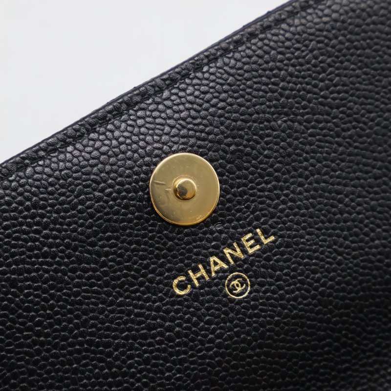 CHANEL 粒面牛皮郵差包 - mini黑金-10