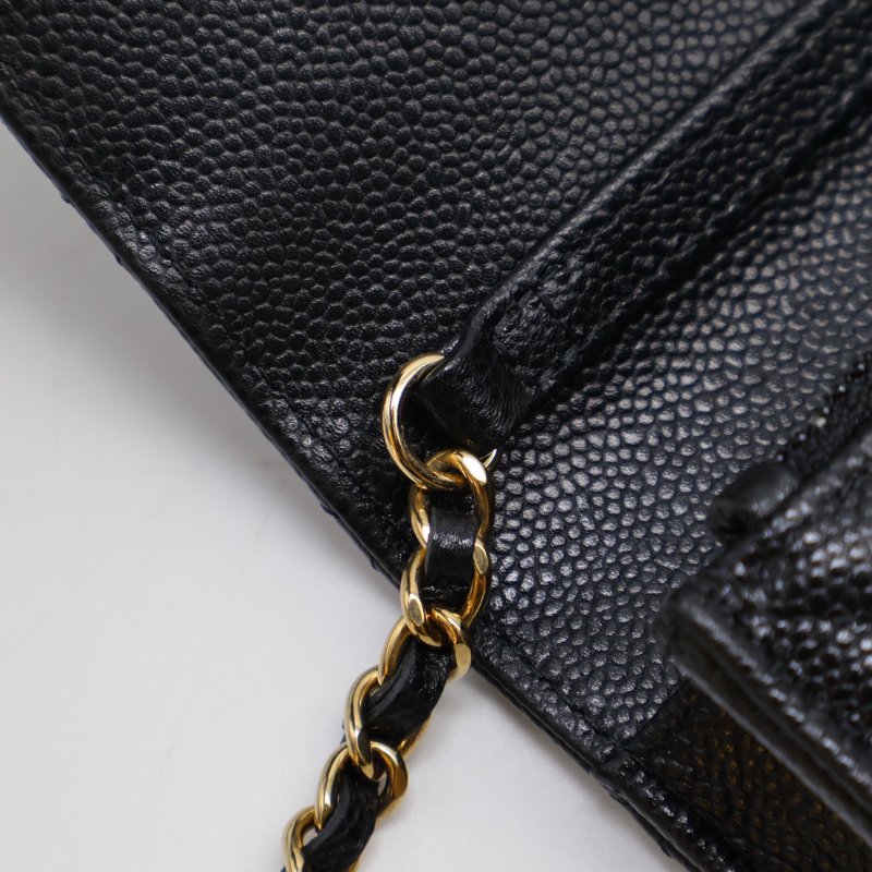 CHANEL 粒面牛皮郵差包 - mini黑金-12