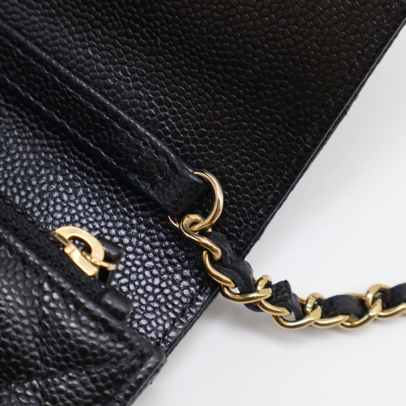 CHANEL 粒面牛皮郵差包 - mini黑金-13