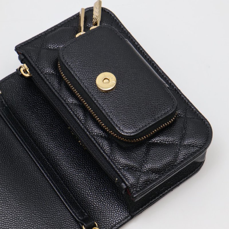 CHANEL 粒面牛皮郵差包 - mini黑金-14