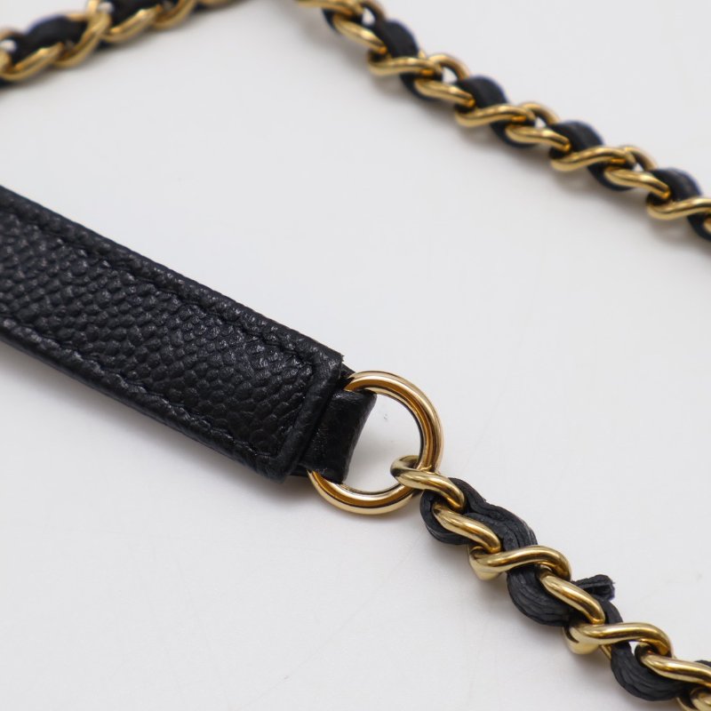 CHANEL 粒面牛皮郵差包 - mini黑金-17