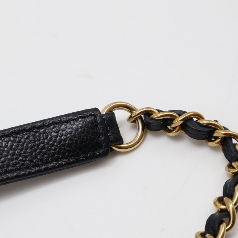 CHANEL 粒面牛皮郵差包 - mini黑金-18