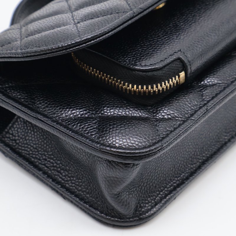 CHANEL 粒面牛皮郵差包 - mini黑金-20